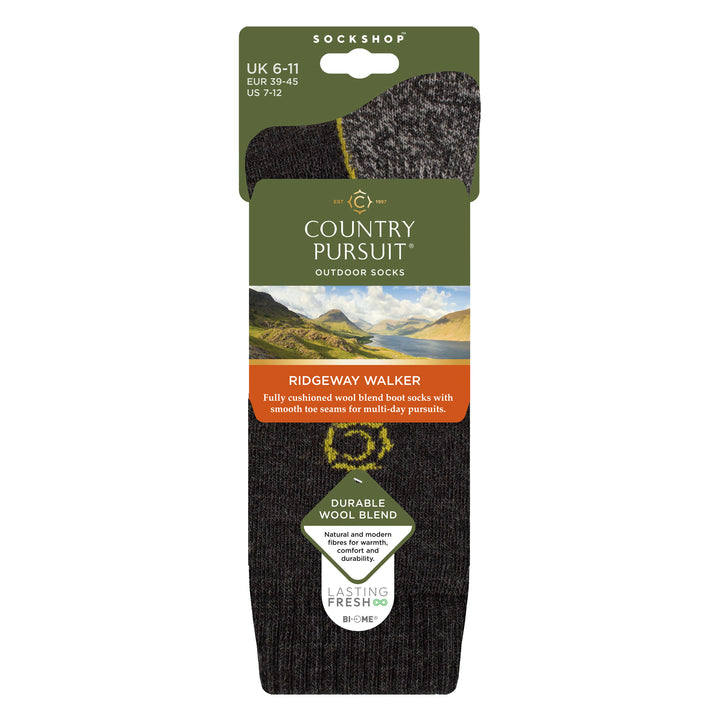 Mens Wool Blend Cushioned Walker Socks for Hiking & Outdoor Comfort