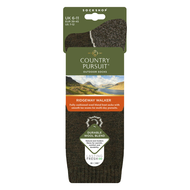 Mens Wool Blend Cushioned Walker Socks for Hiking & Outdoor Comfort