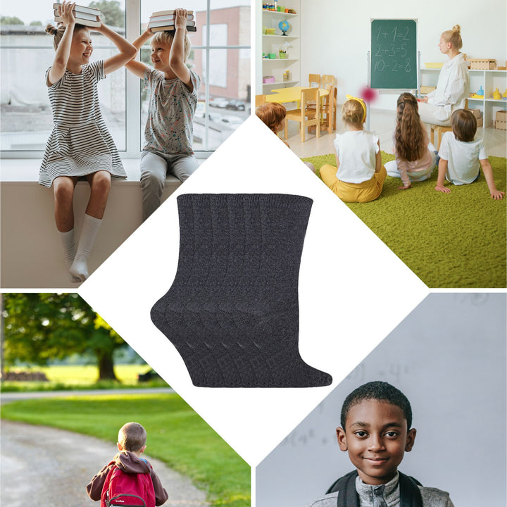 12 Pair Kids Breathable Bamboo Plain Socks for School