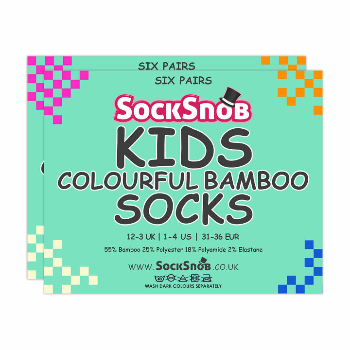 12 Pair Kids Breathable Bamboo Plain Socks for School