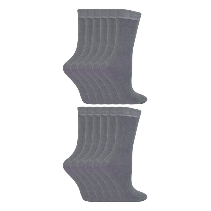 12 Pair Kids Breathable Bamboo Plain Socks for School