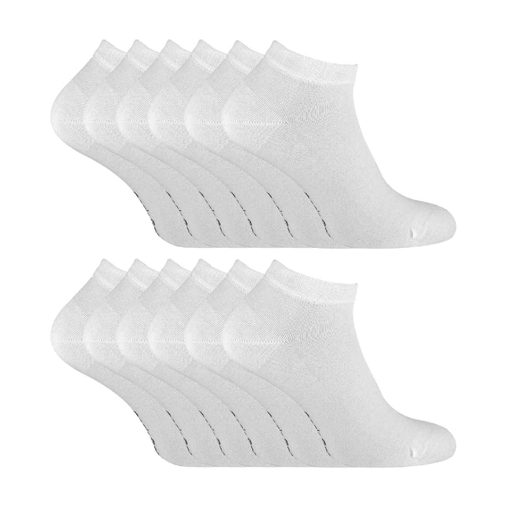 Mens 12 Pack Bamboo Trainer Socks: Cushioned Low Cut Socks for Summer Comfort
