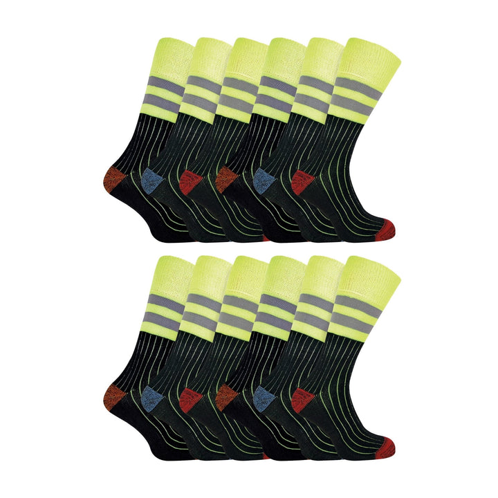 Mens Heavy Duty Cotton Hi Viz Work Socks (Multipack Options)