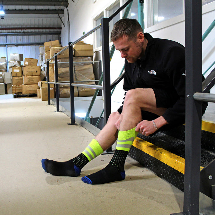Mens Heavy Duty Cotton Hi Viz Work Socks (Multipack Options)