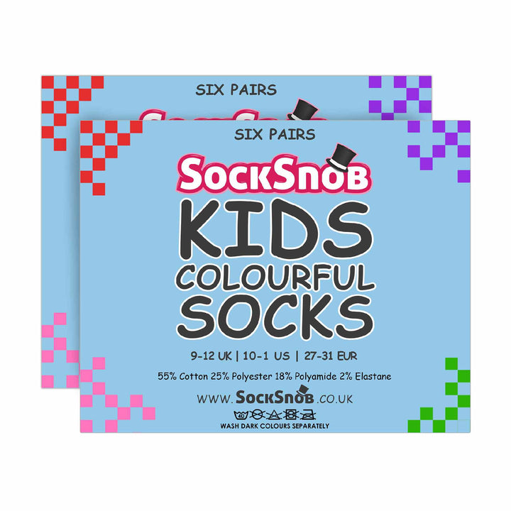 12 Pair Kids Soft Cotton Colourful Casual Plain Dress Socks