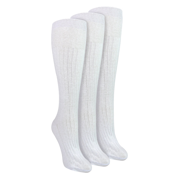 Ladies 3 Pack Knee High 100% Cotton Soft Breathable Socks