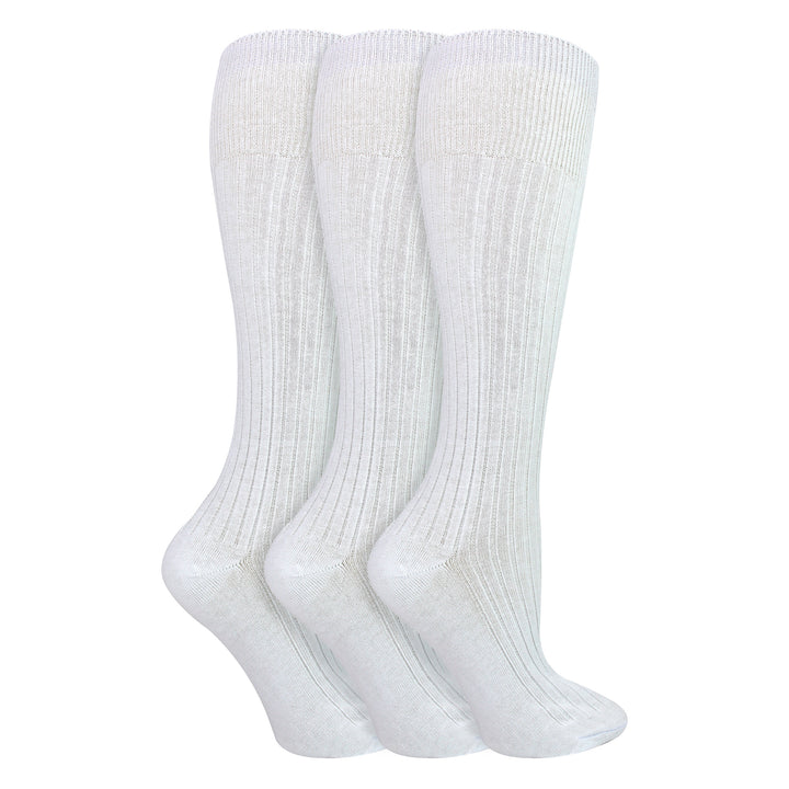 Ladies 3 Pack Knee High 100% Cotton Soft Breathable Socks