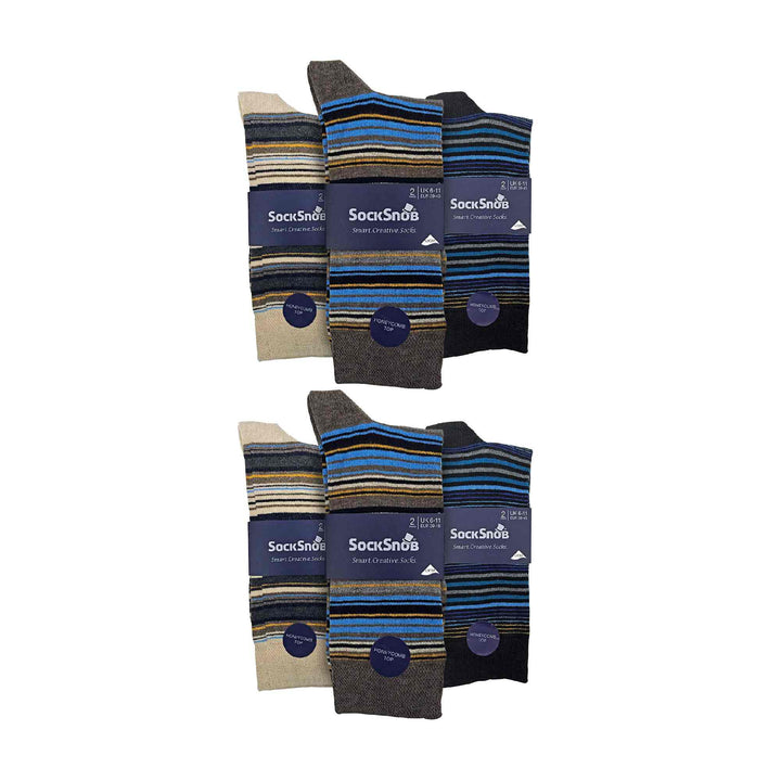 12 Pair Mens Colourful Cotton Striped Patterned Dress Socks
