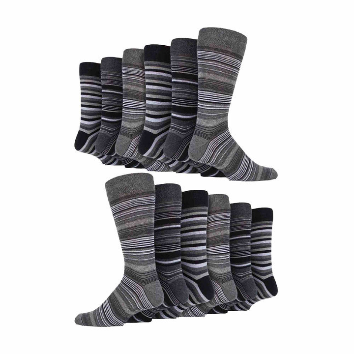 12 Pair Mens Colourful Cotton Striped Patterned Dress Socks