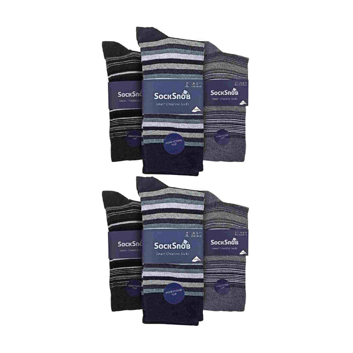 12 Pair Mens Colourful Cotton Striped Patterned Dress Socks