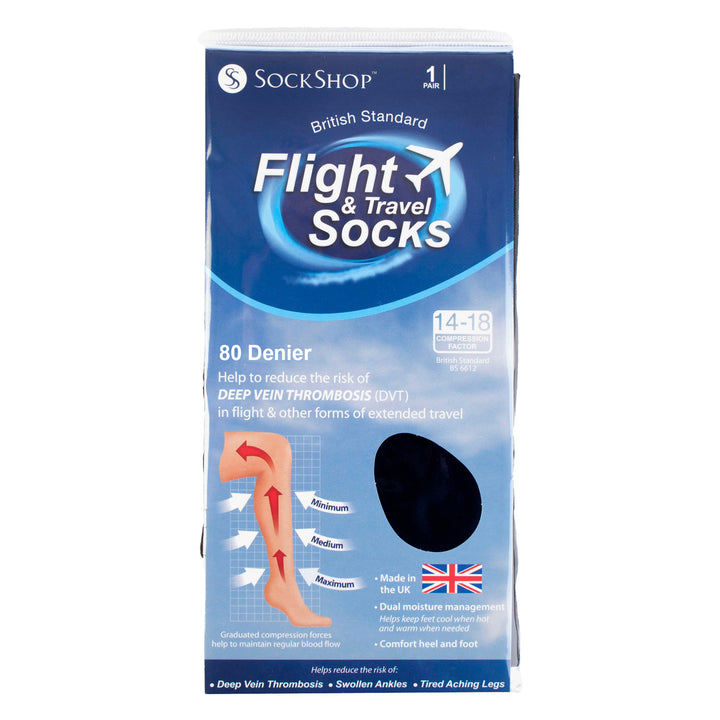 1 Packung Herren-Reise-/Flugsocken mit abgestufter Kompression, 18 mmHg, für TVT
