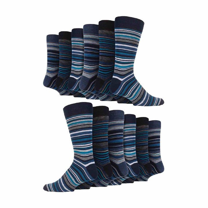 12 Pair Mens Colourful Cotton Striped Patterned Dress Socks