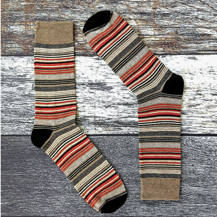 12 Pair Mens Colourful Cotton Striped Patterned Dress Socks