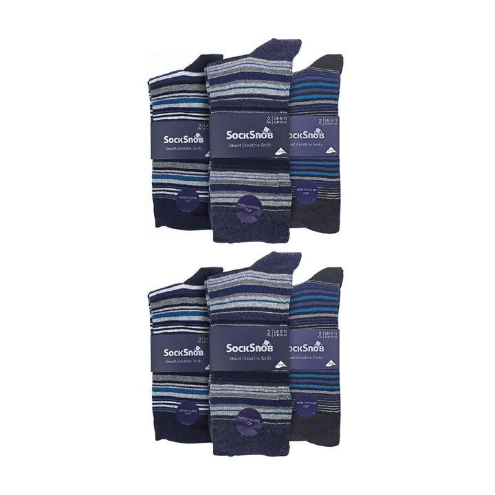 12 Pair Mens Colourful Cotton Striped Patterned Dress Socks
