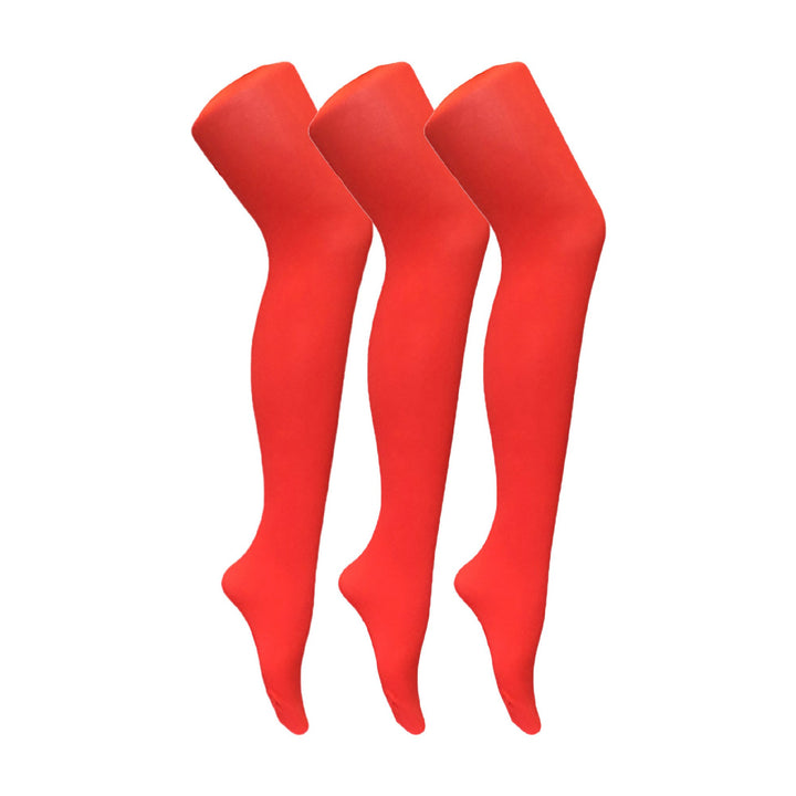 3 Pair Ladies Coloured Opaque 80 Denier Plain Block Colour Tights
