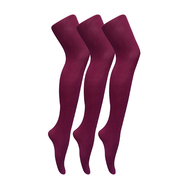 3 Pair Ladies Coloured Opaque 80 Denier Plain Block Colour Tights