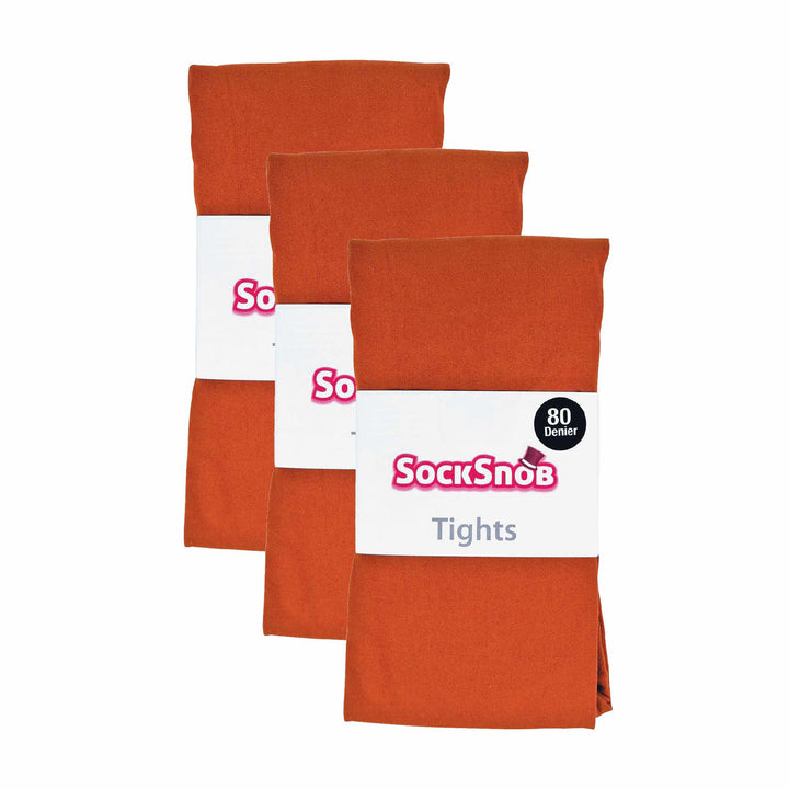 3 Pair Ladies Coloured Opaque 80 Denier Plain Block Colour Tights