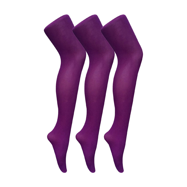 3 Pair Ladies Coloured Opaque 80 Denier Plain Block Colour Tights