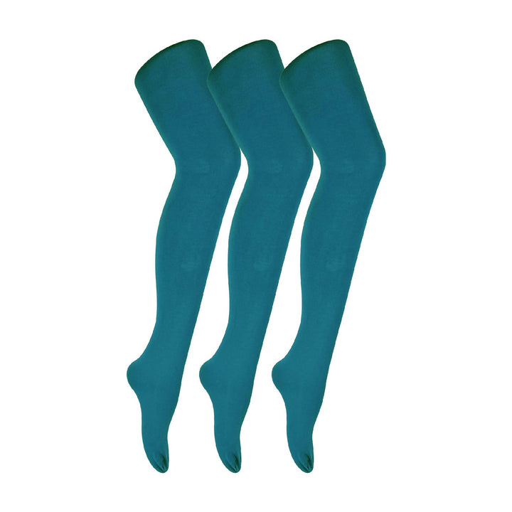 3 Pair Ladies Coloured Opaque 80 Denier Plain Block Colour Tights