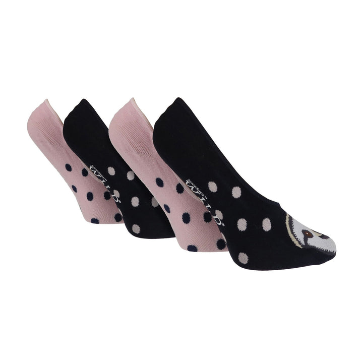 4 Pack Ladies Novelty No Show Socks: Summer Cotton Socks with Heel Grip