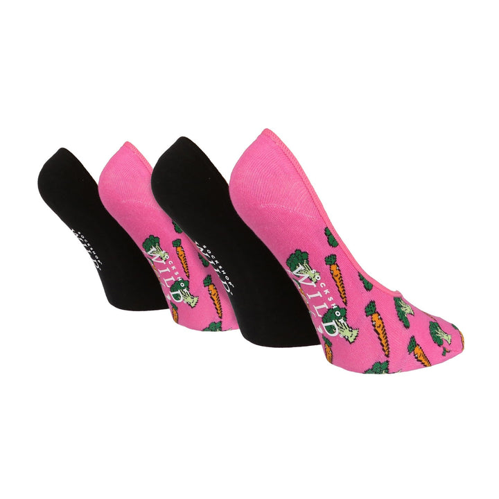 4 Pack Ladies Novelty No Show Socks: Summer Cotton Socks with Heel Grip