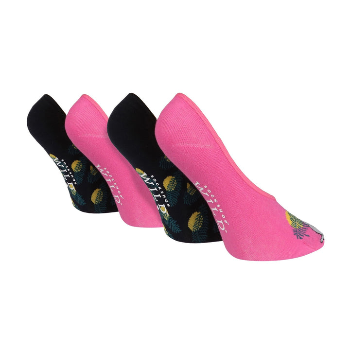 4 Pack Ladies Novelty No Show Socks: Summer Cotton Socks with Heel Grip