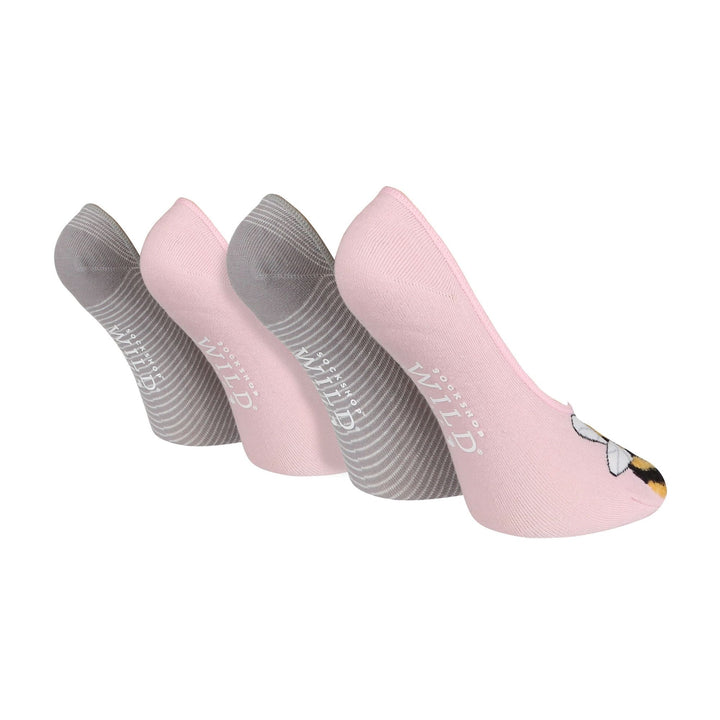 4 Pack Ladies Novelty No Show Socks: Summer Cotton Socks with Heel Grip