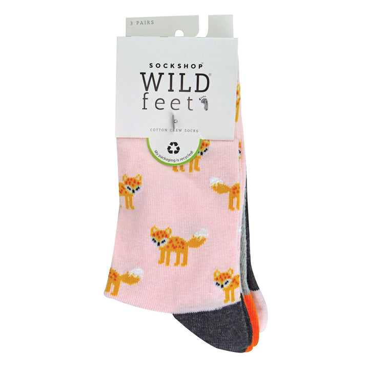 3 Pack Ladies Jacquard Novelty Cotton Socks