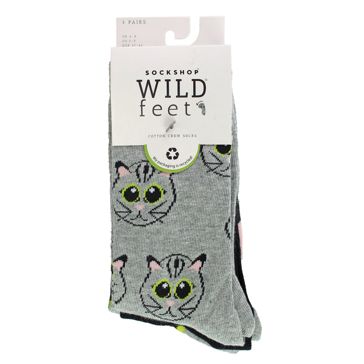 3 Pack Ladies Jacquard Novelty Cotton Socks