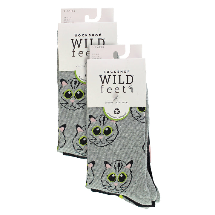 6 Pairs Ladies Multipack of Fun Design Socks with Novelty Animal Patterns