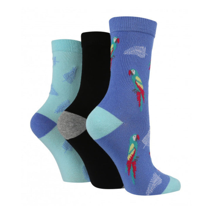 3 Pack Ladies Jacquard Novelty Cotton Socks