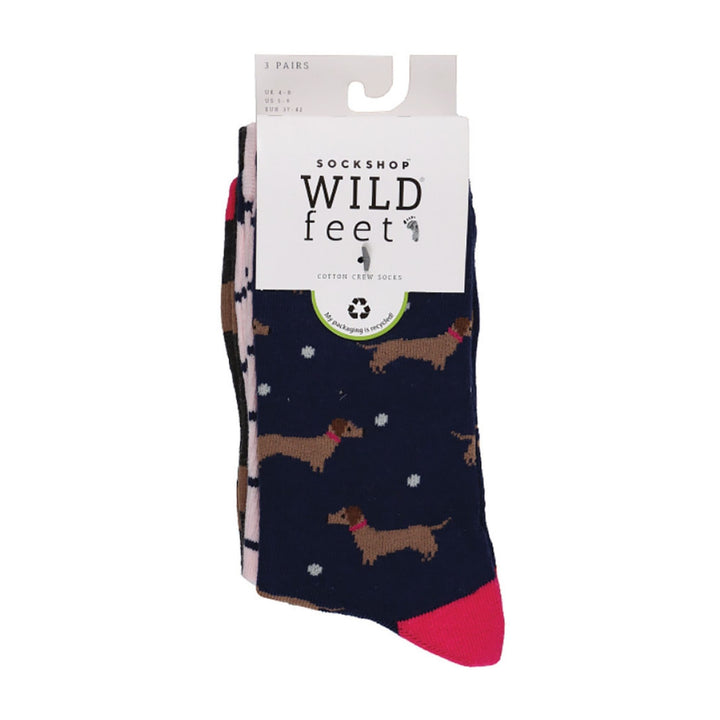 3 Pack Ladies Jacquard Novelty Cotton Socks