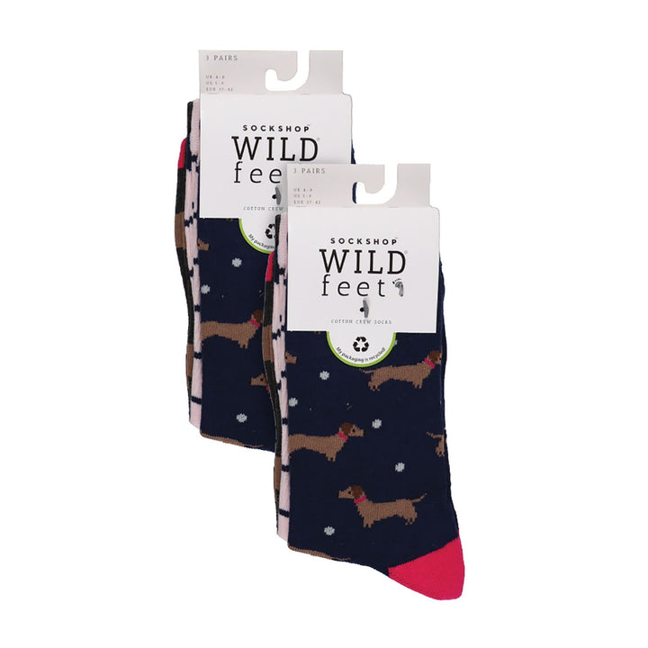6 Pairs Ladies Multipack of Fun Design Socks with Novelty Animal Patterns