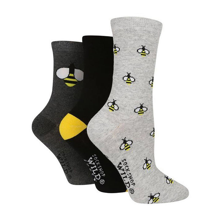 3 Pack Ladies Jacquard Novelty Cotton Socks