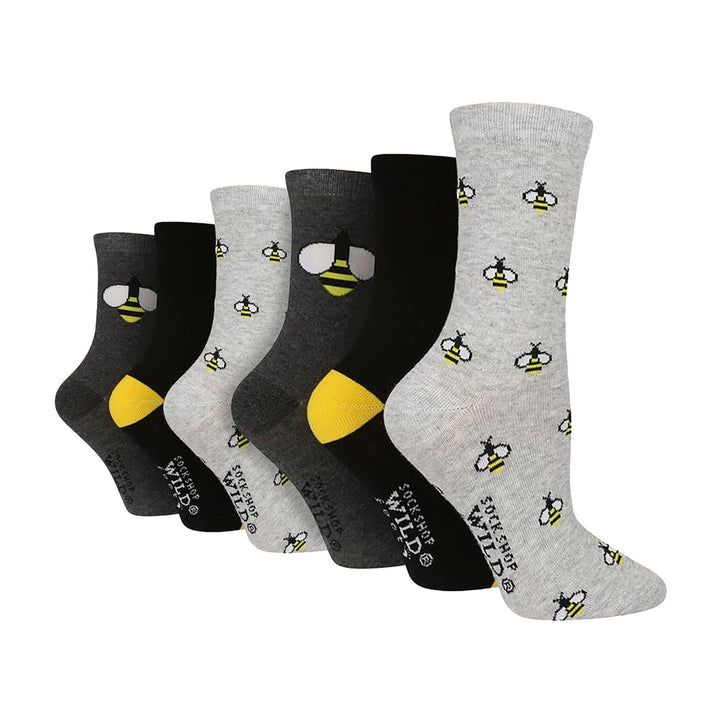 6 Pairs Ladies Multipack of Fun Design Socks with Novelty Animal Patterns
