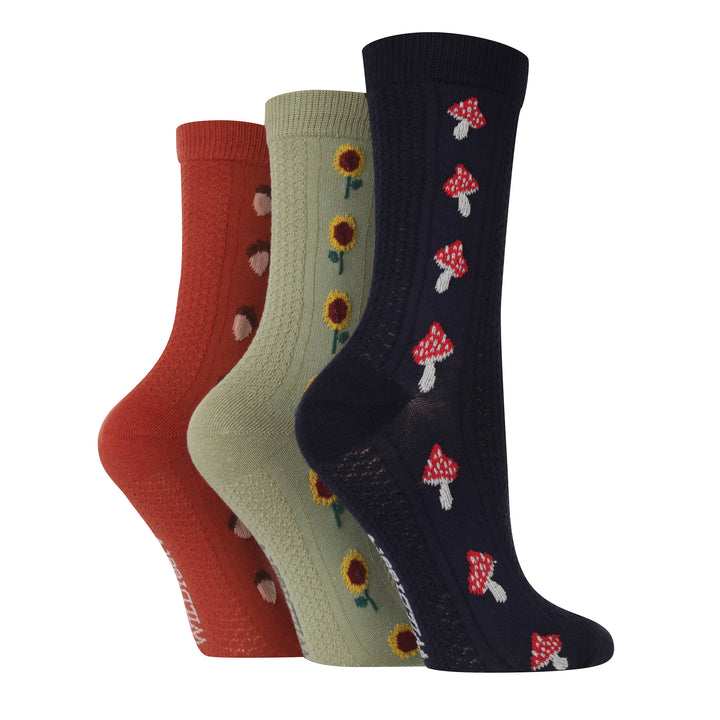6 Pairs Ladies Multipack of Novelty Design Knitted Boot Socks | Autumn Socks
