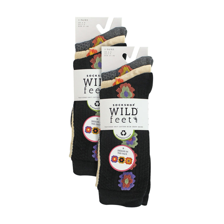 6 Pairs Ladies Multipack of Novelty Design Knitted Boot Socks | Autumn Socks