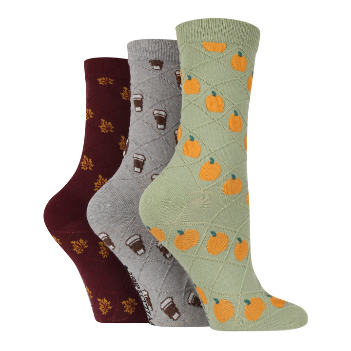 6 Pairs Ladies Multipack of Novelty Design Knitted Boot Socks | Autumn Socks