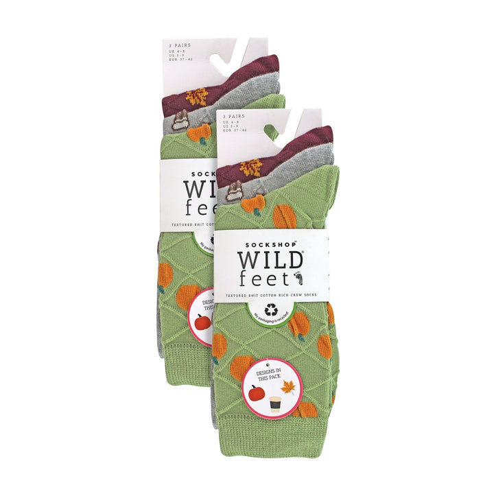 6 Pairs Ladies Multipack of Novelty Design Knitted Boot Socks | Autumn Socks