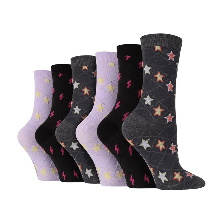 6 Pairs Ladies Multipack of Novelty Design Knitted Boot Socks | Autumn Socks