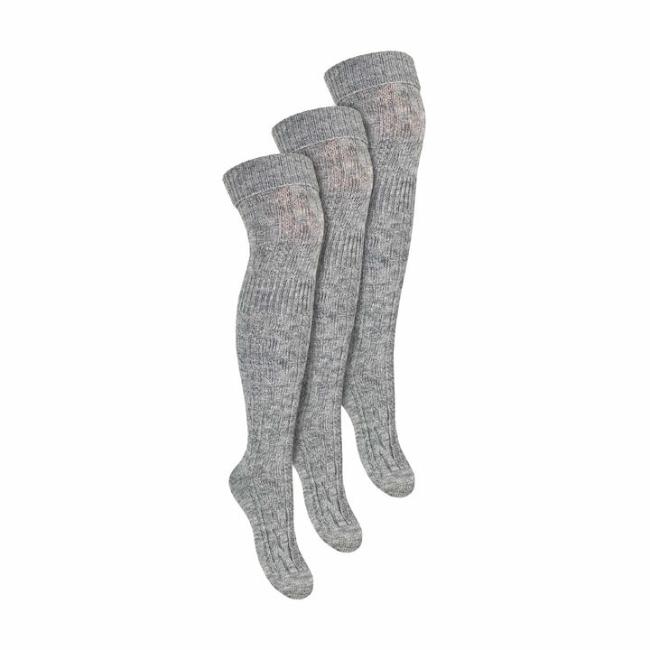 3 Pairs Ladies Extra Long Thigh High Over The Knee Wool Socks