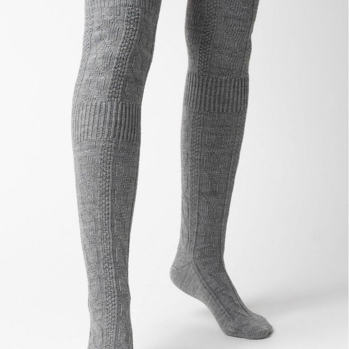 3 Pairs Ladies Extra Long Thigh High Over The Knee Wool Socks