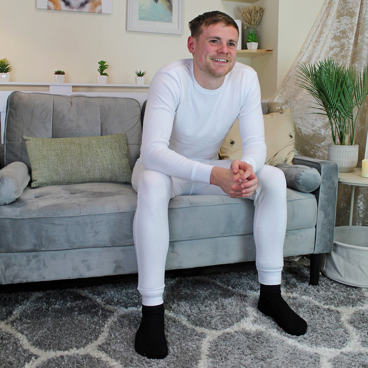 Mens Thermal Underwear Set | Fleece Lined Top & Long Johns Set