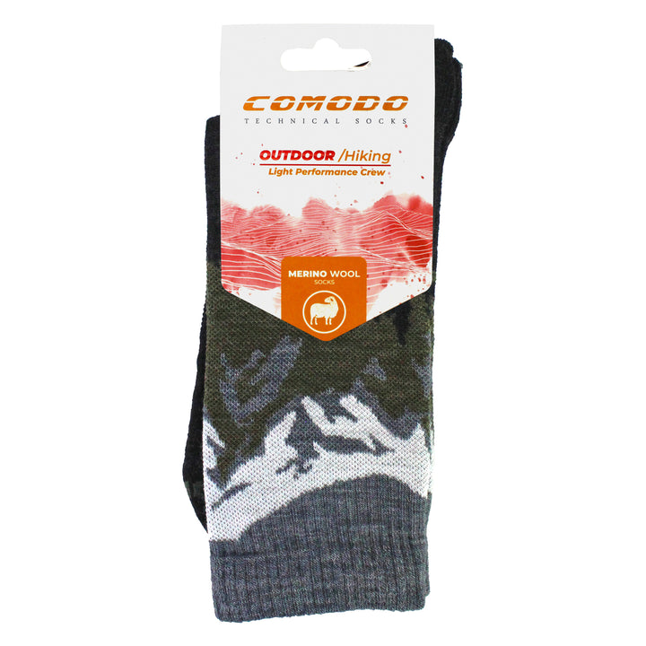 Mens Ladies Light Performance Crew Merino Wool Socks | Trekking Socks
