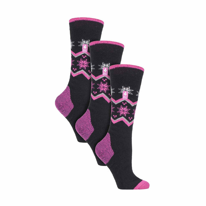3 Pack Ladies Patterned Lightweight Thin 2.3 TOG Thermal Knee High Ski Socks
