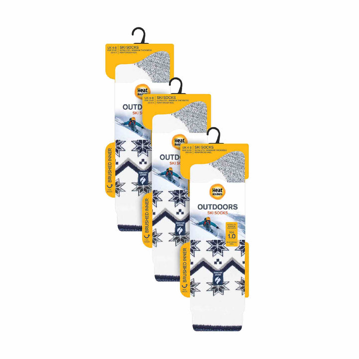 3 Pack Ladies Patterned Lightweight Thin 2.3 TOG Thermal Knee High Ski Socks