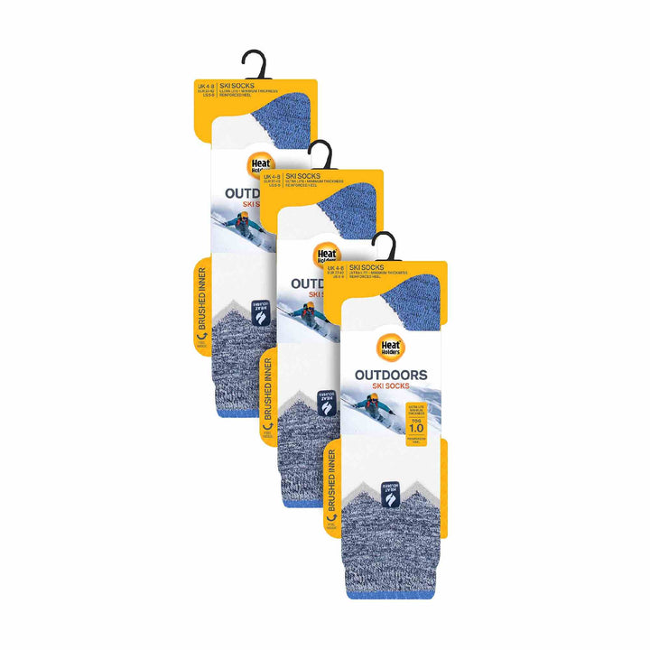 3 Pack Ladies Patterned Lightweight Thin 2.3 TOG Thermal Knee High Ski Socks