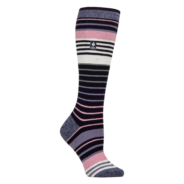 Ladies Ultra Lite Thin Thermal Winter Ski Socks with Stripes
