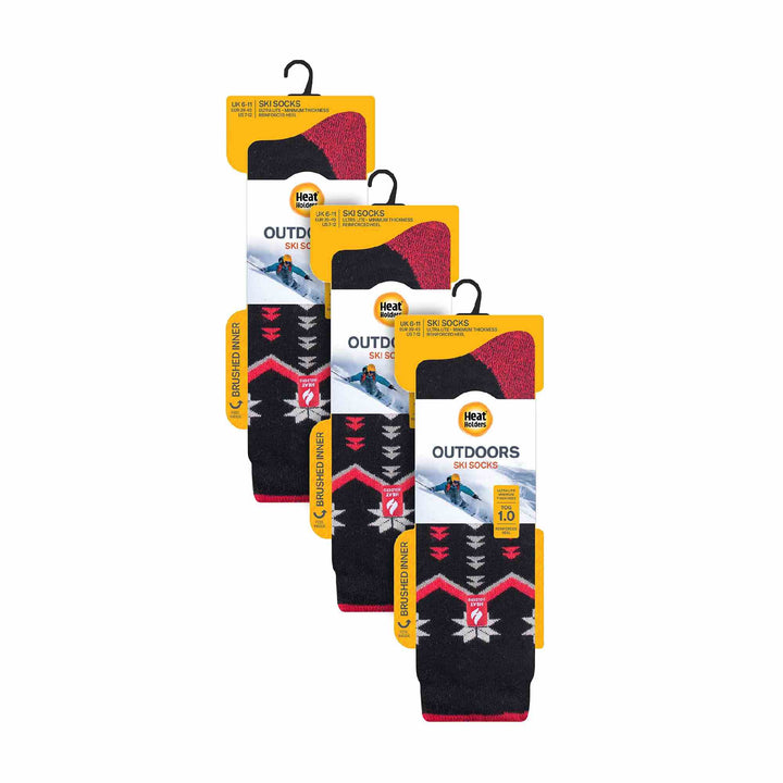 3 Pack Mens Patterned Lightweight Thin 2.3 TOG Thermal Knee High Ski Socks