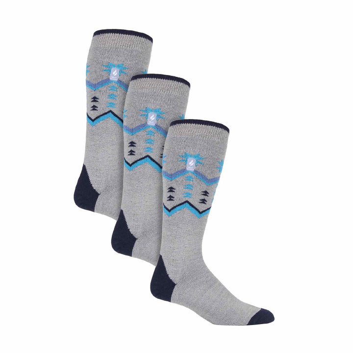 3 Pack Mens Patterned Lightweight Thin 2.3 TOG Thermal Knee High Ski Socks